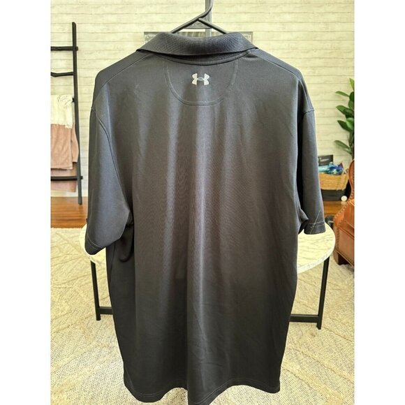 Under Armour Black/Pitch Gray Heat Gear Loose Fit Golf Polo Mens Size Large - Picture 3 of 6